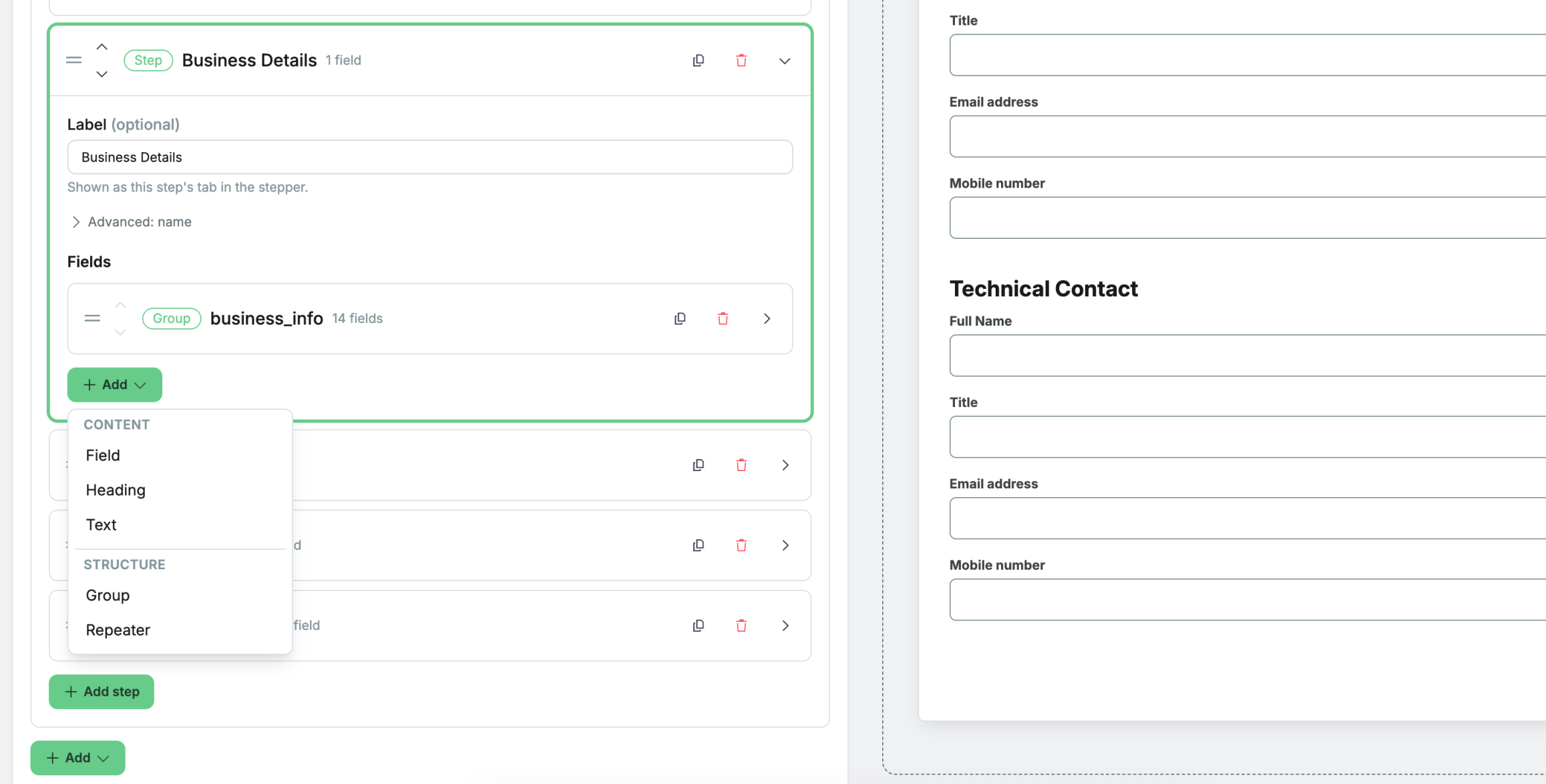 UI for creating and configuring Form Templates and Custom Fields